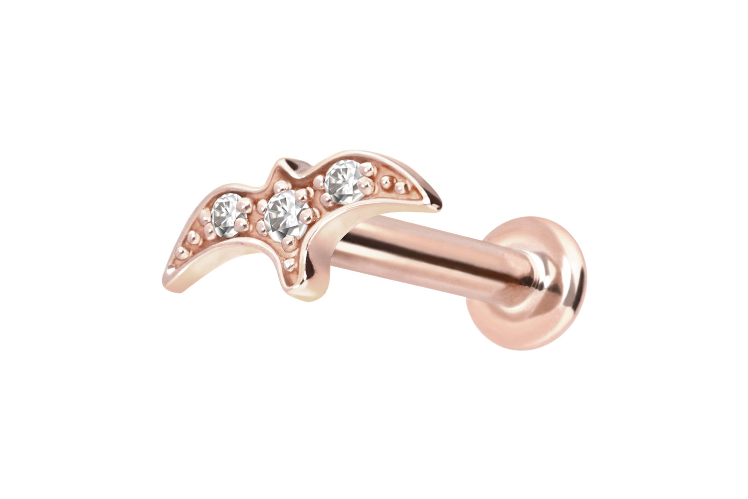 14 Karat Gold Labret Piercing mit Innengewinde MOISSANIT-SCHWALBE